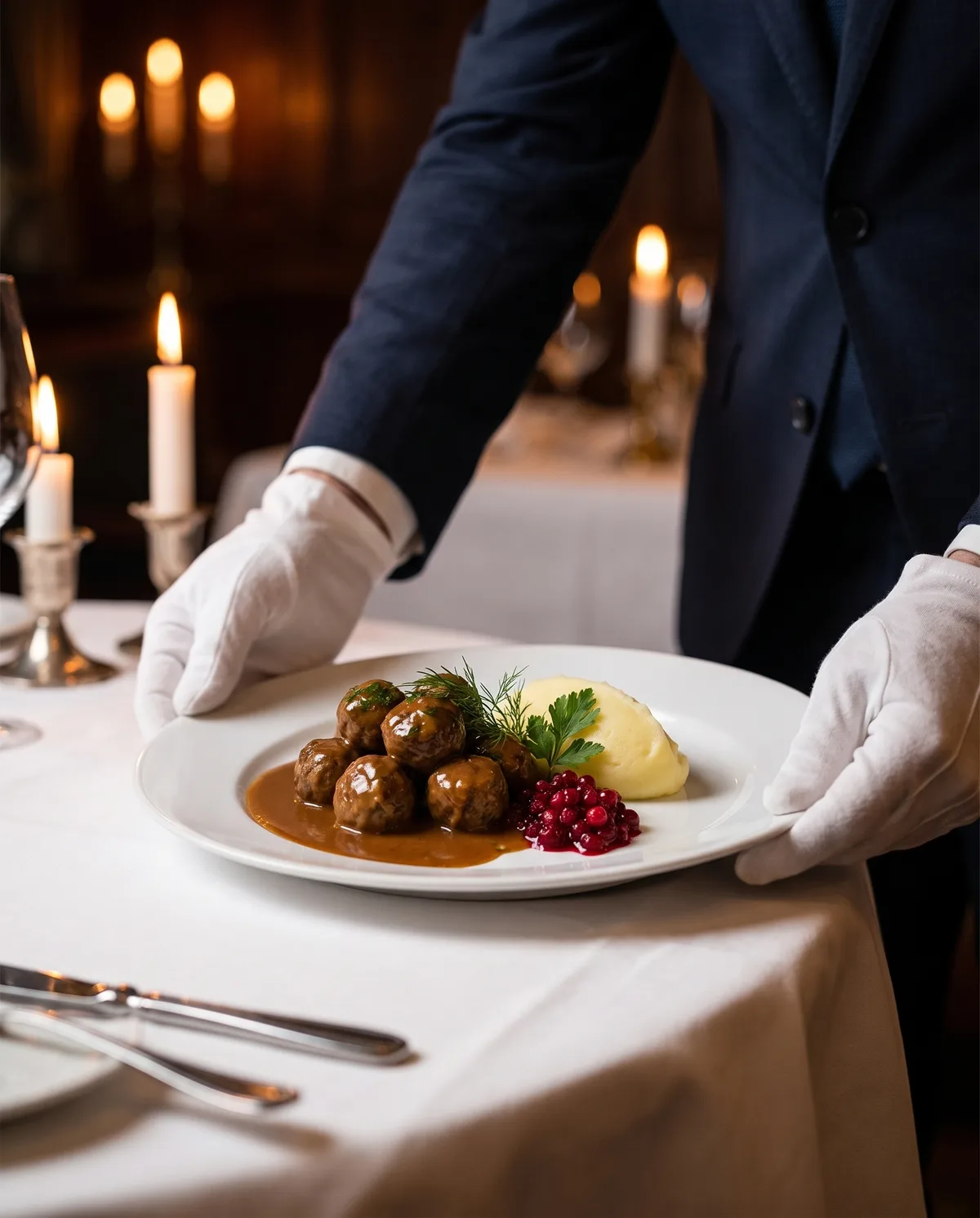 Fine dining restoranda servis edilen bitki bazlı İsveç köfte