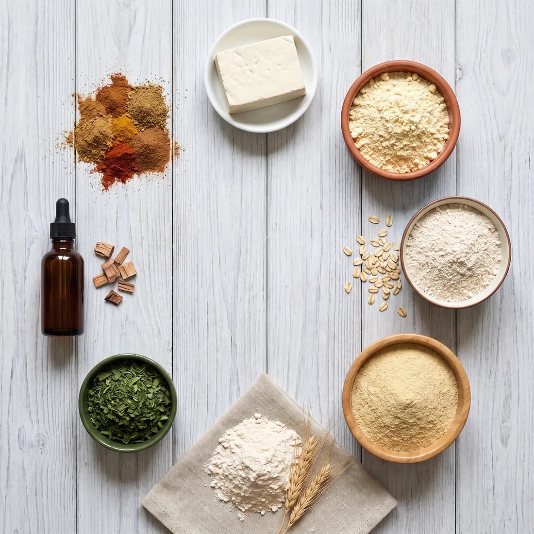 Spinach Vosis ingredients: tofu, dried spinach, chickpea flour, nutritional yeast